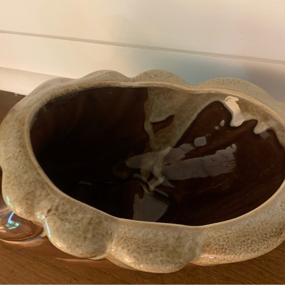 Vintage Brown & Tan Drip Glaze 260 USA Ceramic Cornucopia - Picture 10 of 16